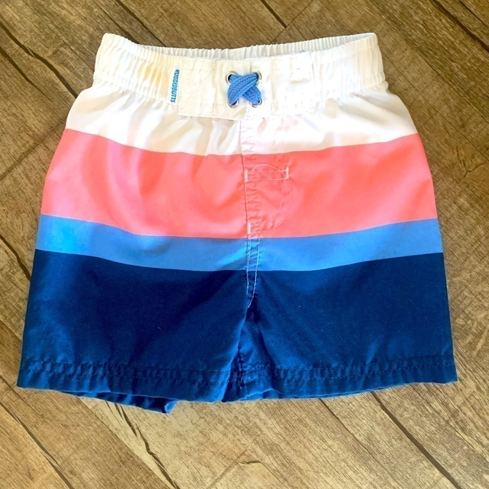 RuggedButts Baby Boys Striped‎ Swim Trunks Blue Pink White 18-24M